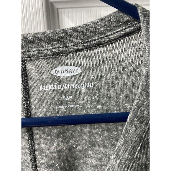 Old Navy Womens Small Gray Heather Linen Tunic Top Round Neck 3/4 Sleeve - Picture 2 of 5